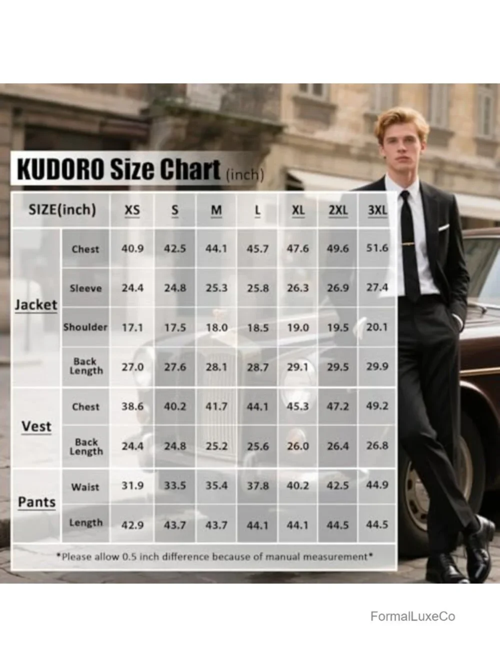 3 Piece Tuxedo Suit Set Regular Fit Blazer Vest Pants Formal Wedding Prom